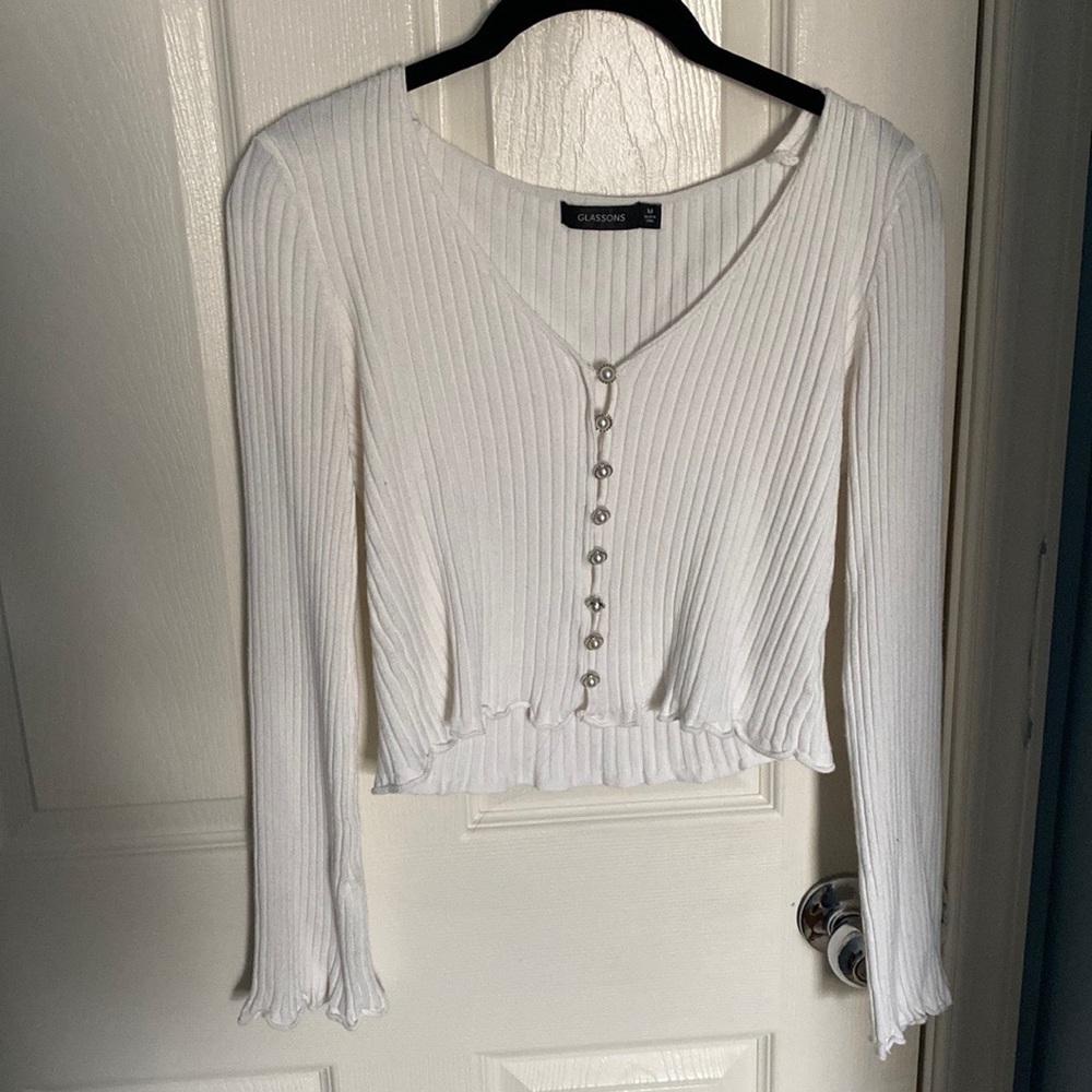 Glassons Knit Top with Pearl Buttons